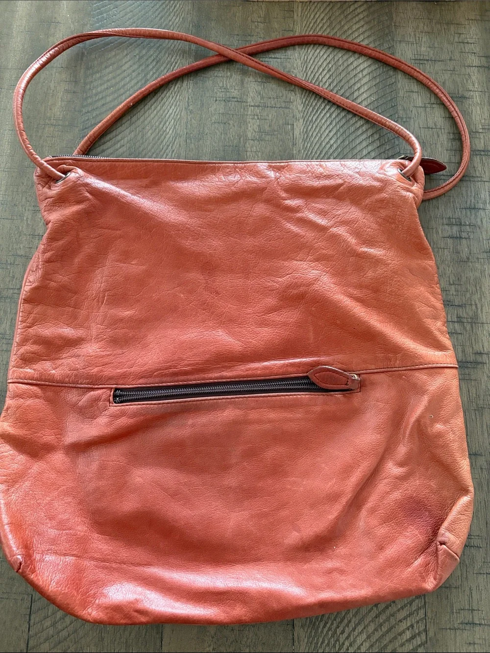 Everyday Soft Leather Shoulder Bag in Rust Orange